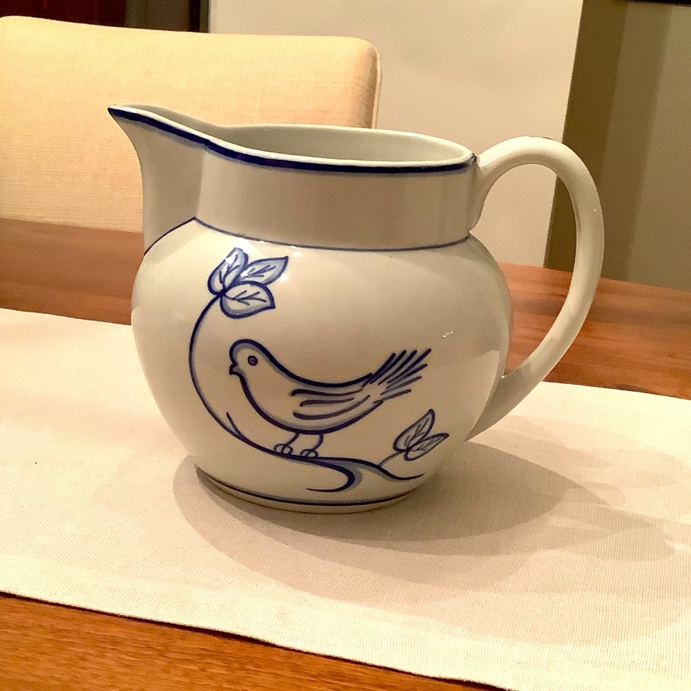 Schmid Hand painted water picture with bird on a branch-6A